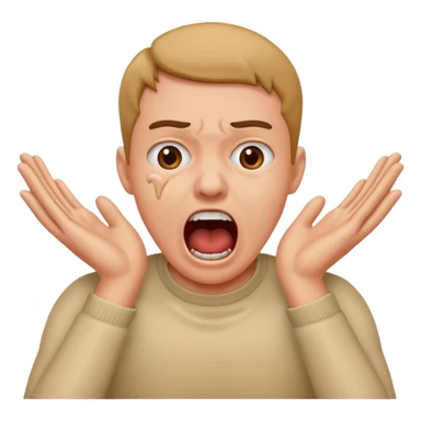 person choking themselves with two hands screaming sticker