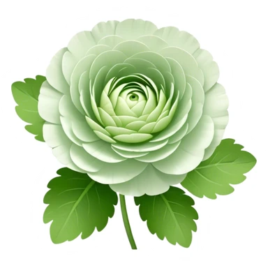 Two white and light green Ranunculus flowers with short leaf sticker