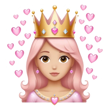 A girly silhouette wearing a crown, surrounded by sparkles, hearts, and maybe a soft pink aura. sticker