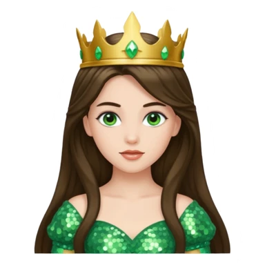 Princess Ozma from Oz with long brunette hair, light green sequin outfit sticker