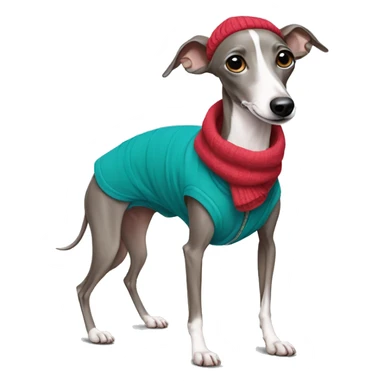 Italian Greyhound with clothes sticker