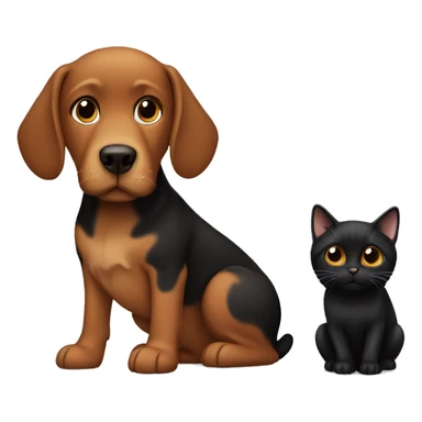 brown dog with black cat  sticker