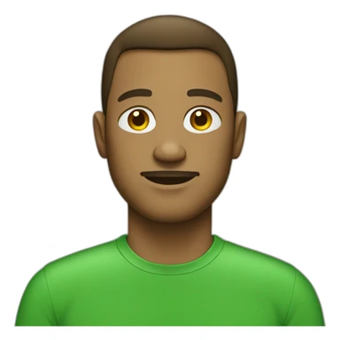 Man with green t-shirt sticker