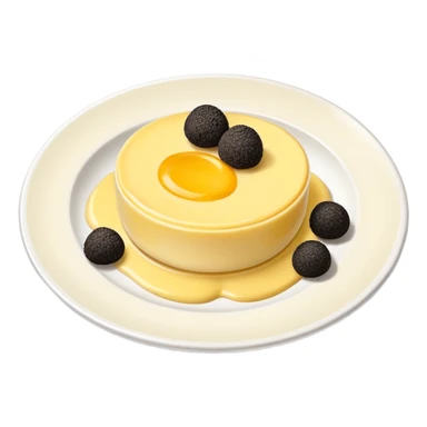 Plate of egg custard with black truffle  sticker