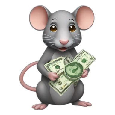 a rat who counts his money sticker