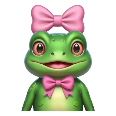 cute frog, pink bow, portrait, bust up sticker