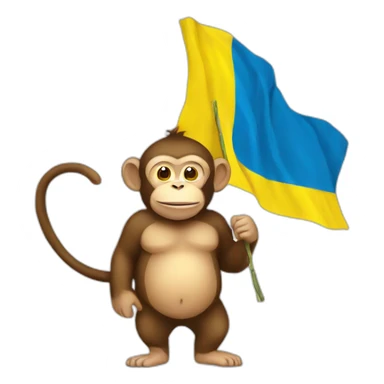 Fat monkey with Ukraine flag sticker