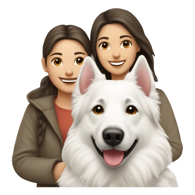 Happy white Swiss Shepherd  with brunette girl sticker