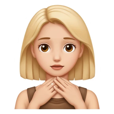 girl holding her hands on her neck sticker