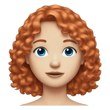 Red head curtain bangs hair blue eyes with blush  sticker
