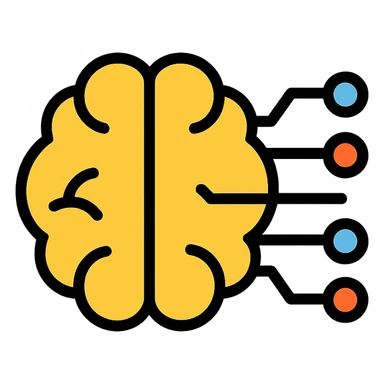 brain with circuit lines icon sticker