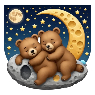 two bears sleeping together on the moon sticker