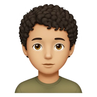 boy with dark short curly hair sticker