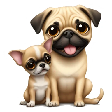 pug playing with chihuahua sticker