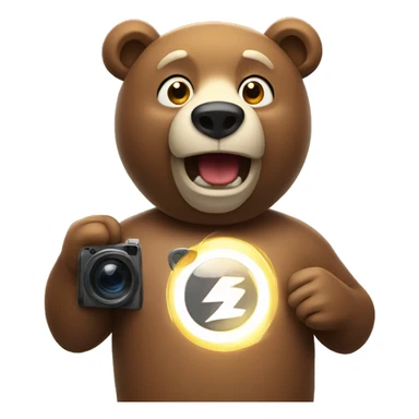 Bear taking flash photo  sticker