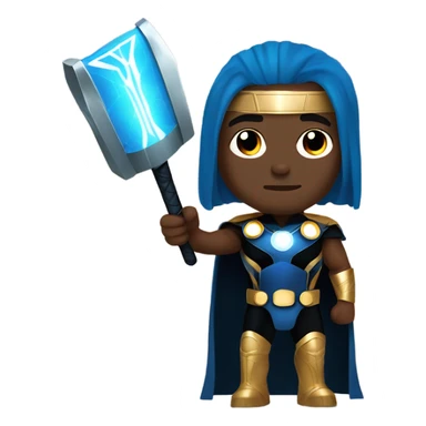 Black Thor in Ted, Gold and blue super hero costume  sticker