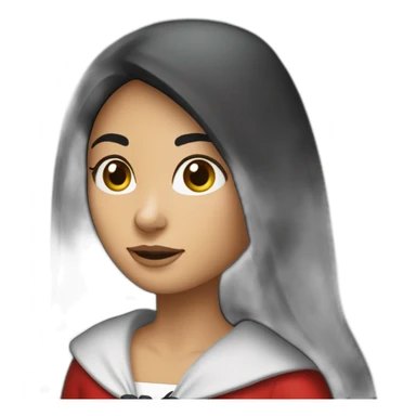 red-ridding-hood-girl-with-long-black-strait-hair-with-white-break sticker