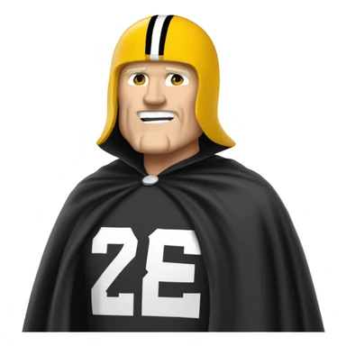 Terry Bradshaw Pittsburgh Steelers player in helmet and uniform with black cape. sticker