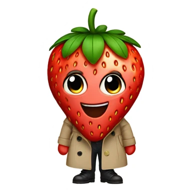 Strawberry wearing trench coat sticker