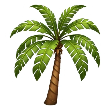 ["Brown-trunk palm tree with large green fronds."] sticker