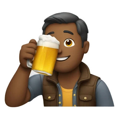 a man drinking a bottle of beer sticker