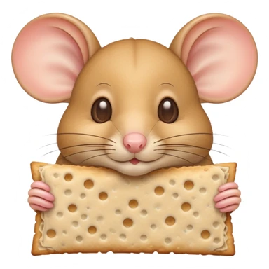 Mouse covering its face with matzo sticker