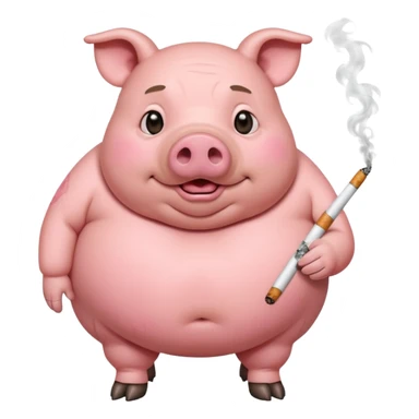 Fat pig with cigarette  sticker