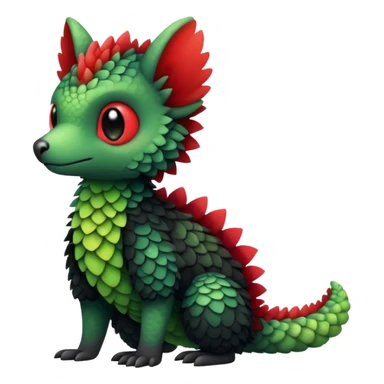 Kawaii Cute Edgy Black Green Red fluffy scaly Trico-animal-creature full body sticker