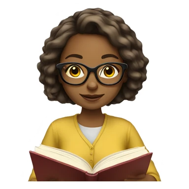 yellowskin-girl-reading-book-glasses sticker