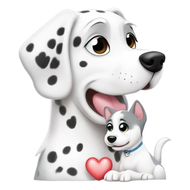 kawaii style, dalmatian, white and grey siberian husky, in love sticker