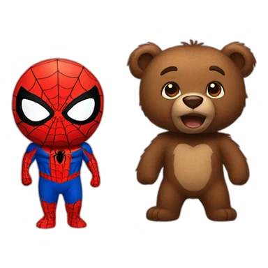 a brown bear with spider man sticker