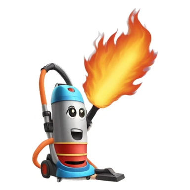 Vacuum cleaner holding a sword on fire  sticker