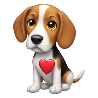 beagle dog girl with heart sticker
