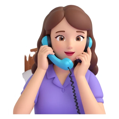 girl talking on phone bedroom background, close up pose sticker
