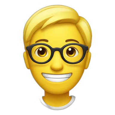 Yellow circle head With a cheerful expression with black eyes black glasses Hair on the head sticker