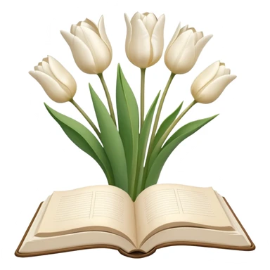 Beige book and white tulips sticker