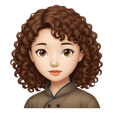Chinese girl with brown curl hair  sticker