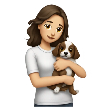 Brunette girl hugging a dog sticker