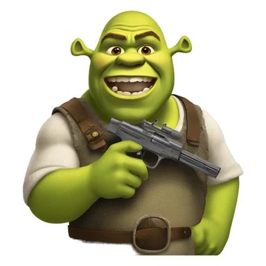 Shrek with a gun  sticker