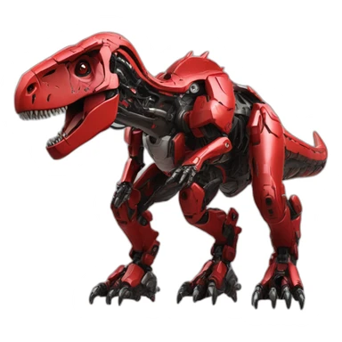 Tyrannosaurus red Mech Warrior，full body，upward view，cyberpunk style sticker