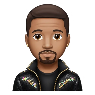  Stevie J, Record Producer with dark brown hair, black sequin outfit sticker