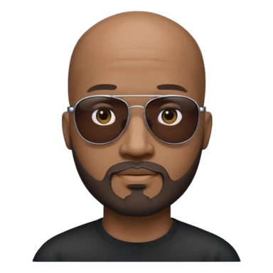 Bald male, black sunglasses, goatee beard, realistic portrait sticker