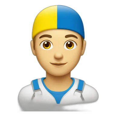 A Ukrainian student wearing the color of the Ukrainian flag sticker