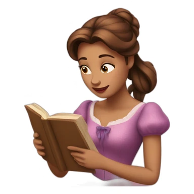 Belle reading a book sticker