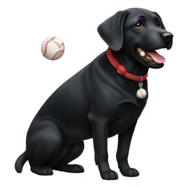black lab holding baseball sticker