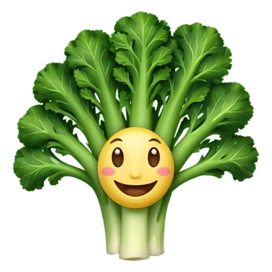broccolini with a happy face sticker