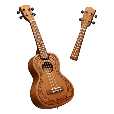 Ukulele with Hawaiian carvings sticker