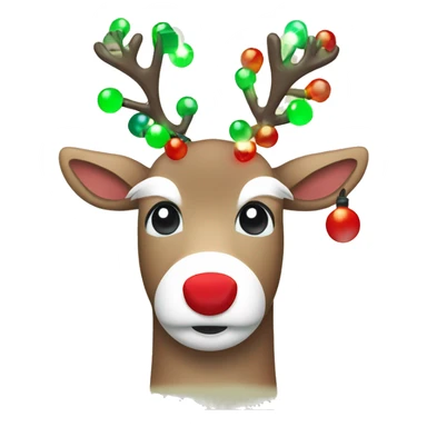 Reindeer with red, green, & white vintage Christmas lights  sticker