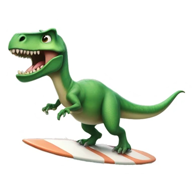 A Dinosaur riding a surf table sticker