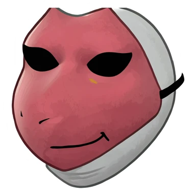 Squid Game pink guard mask with triangle shape on face, 3D style, detailed sticker